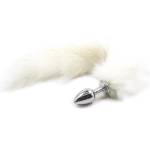Fetish Addict Metal Butt Plug with Foxy Tail Velvet Touch 40cm White