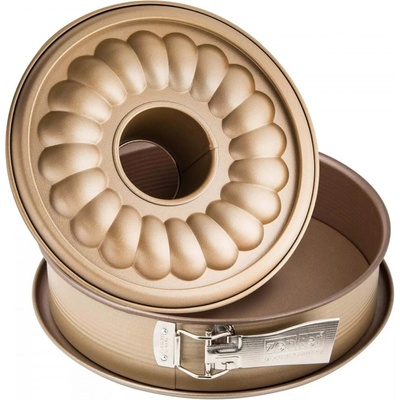 Zenker Форма за печене с падащо дъно Zenker 7352, Кръгла, 26 см, 2 дъна, ILAG Premium керамично покритие, Златист (7352)