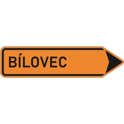 Zmenšená dopravní značka IS11b Směrová tabule vpravo pro vyznačení objížďky s jedním cílem