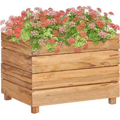 vidaXL Vyvýšený záhon 50 x 40 x 38 cm recyklované teakové dřevo a ocel