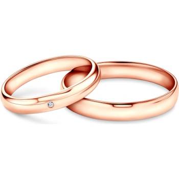 SAVICKI Брачни халки Fairytale: розово злато, лабораторни диаманти, полукръгли, 3 мм и 4 мм