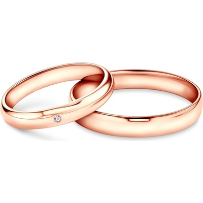 SAVICKI Брачни халки Fairytale: розово злато, лабораторни диаманти, полукръгли, 3 мм и 4 мм