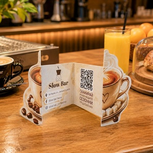 Art Gift Decor Pop-up визитка за кафене и кафе бар с дизайн на чаша кафе