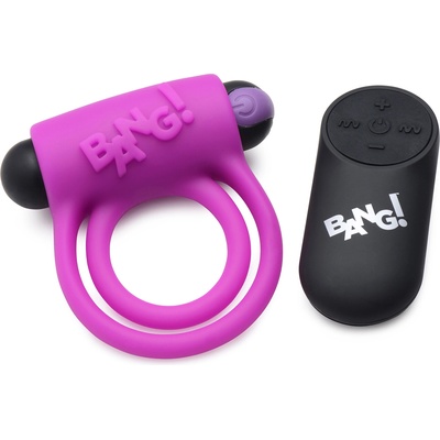 Bang! Silicone Cock Ring & Bullet with Remote Control Purple