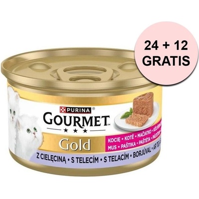 Gourmet Консерва Gourmet GOLD Kitten - пастет с телешко месо 85 г, 24+12 бр. БЕЗПЛАТНО