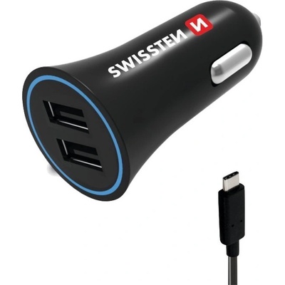 Swissten Car Charger + USB-C Cable Цвят: черен
