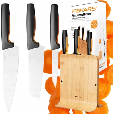 FISKARS SADA 3 NOŽOV V DREVENOM BLOKU DO KUCHYNE