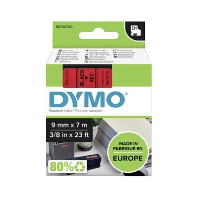 Dymo originál páska do tlačiarne štítkov, Dymo, 40917, S0720720, černý tlač/červený podklad, 7m, 9mm, D1