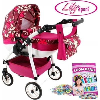 Adbor Lily Sport fialový s kvetinovým vzorom + taška + košík