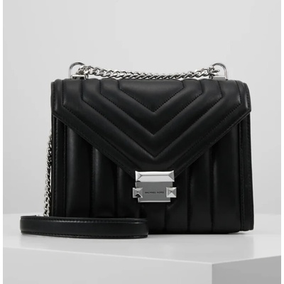 Michael Kors kožená kabelka Whitney silver černá