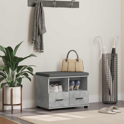 vidaXL Пейка за коридор с възглавница Бетонно Сиво 60 x 38 x 46 см (891451)