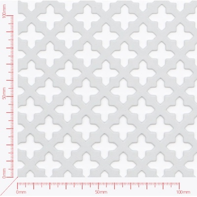 Děrovaný plech; děr. ozdobné; křížek ostrý přesazeně 12x12mm; rozteč 23mm