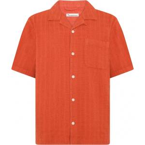 KnowledgeCotton Apparel Мъжка риза с копчета Knowledgecotton apparel Organic Cotton Structure Shirt - Burnt Brick - размер XL (033-3208-0113)