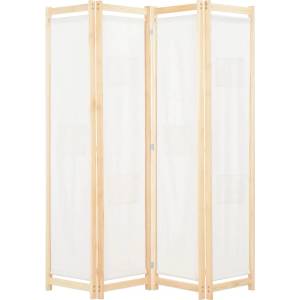 vidaXL Параван за стая, 4 панела, кремав, 160x170x4 cм, текстил (248173)