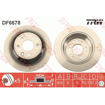 Brzdový kotúč TRW DF6678