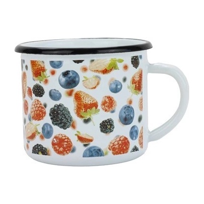 Belis Smaltovaný hrnček ø 8 cm 0,35 l biely Lesné ovocie 11008-039DDH04