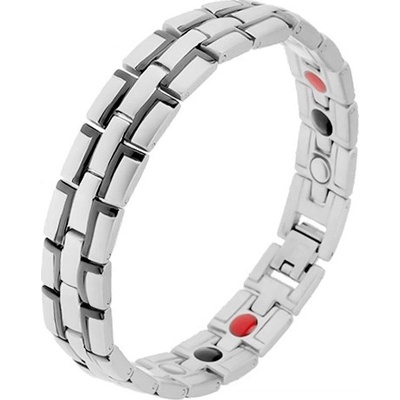 Šperky eshop ocelový s magnety stříbrná černé linie L SP14.17