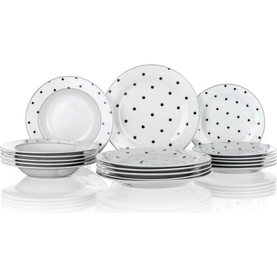 BANQUET Sada talířů BLACK DOTS 18 ks – Zboží Dáma