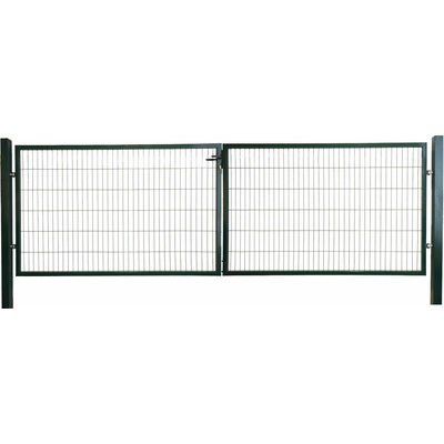 Dvojkrídlová brána LIGHT šírka 360 cm, výška 125 cm, hranaté profily, povrchový zámok, machová zelená