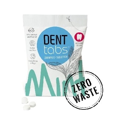 Denttabs přírodní v tabletách s fluoridem zero waste balení 10 000 ks