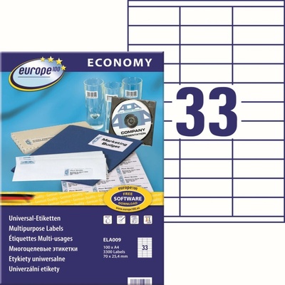 Avery Zweckform Europe100 ELA009 Samolepicí etikety 70x25,4 mm 3300 ks bílé