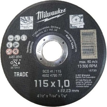 Milwaukee Řezný kotouč 115 x 1,0 mm 4932479577