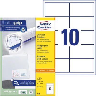 Avery Zweckform A4 bílé, 10 etiket 3679, pro