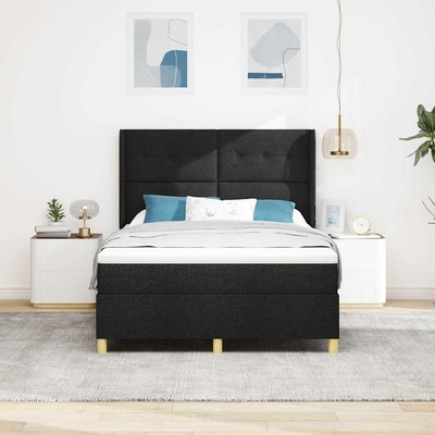 Postel s boxspringem s čelo Černá 200 x 160 cm textil