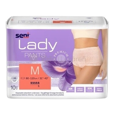 Seni Lady Pants Medium Naťahovacie inkontinenčné nohavičky pre ženy 10 absorpčných nohavičiek