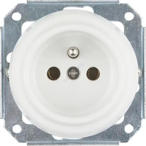 Bohemia-Design - Порцеланова ретро домашна розетка без рамка 250V/16A бяла (BF0019)