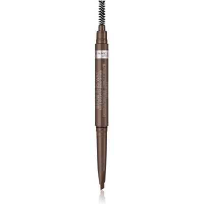 Rimmel Brow This Way молив за вежди с четка 2 в 1 цвят 002 Medium Brown 0, 25 гр