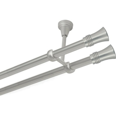 OK-GarnýžeCZ Garnýž kovová dvouřadá 16mm Capri double satina 170 cm do stropu / na tunýlek - bez kroužků