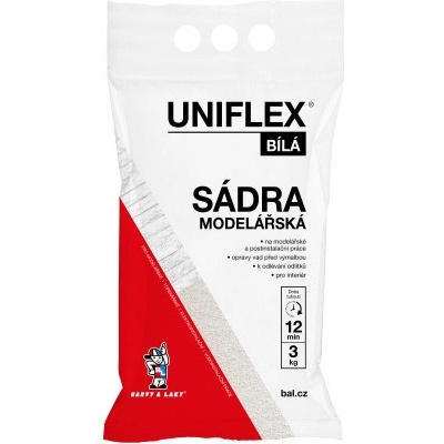 Uniflex sádra bílá, modelářská, 3 kg