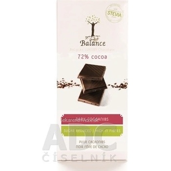 BALANCE Horká čokoláda 72 % s kakaovými zrnami a stéviou 85 g
