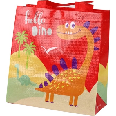 Darčeková taška dinosaurus červená 23 × 21,5 × 11 cm