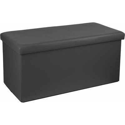 Atmosphera Velký pouf s úložným prostorem v tmavě šedé, hladké eko-kožené pouf, chodba pouf