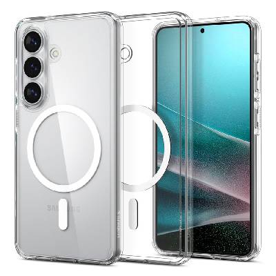 Удароустойчив кейс с MagSafe пръстен за Samsung Galaxy S26 от Spigen Ultra Hybrid Mag - Clear / White (8800283318661)