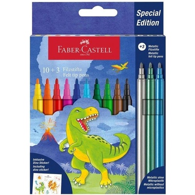 Faber-Castell Флумастери Динозавър, 10 стандартни и 3 метали (1010180108)