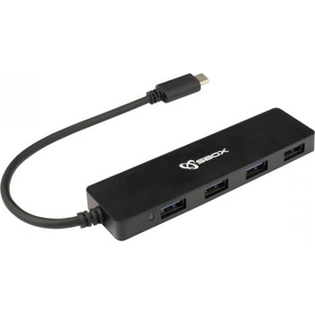 SBOX USB Хъб SBOX H-404C, 4 порта, от USB Type-C към 4x USB 3.0 Type-A, 5000 Mbit/s, LED индикация, черен (H-404C)