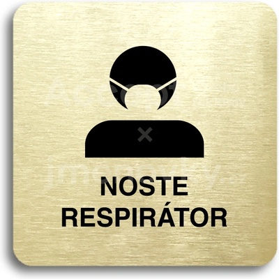 ACCEPT Piktogram noste respirátor III - zlatá tabulka - černý tisk bez rámečku