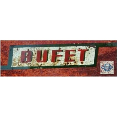 Bufet retro - ceduľa 30cm x 9cm Plechová tabuľa