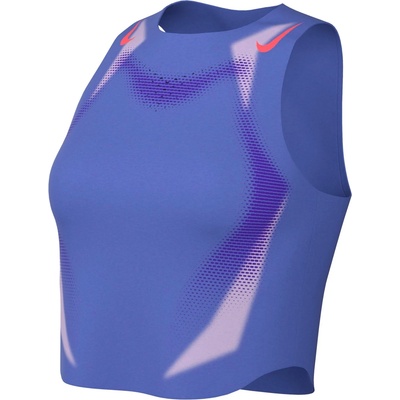 Nike Дамски потник с широка презрамка Nike Women's AeroSwift DF ADV Cropped Running Tank Top - Sapphire / Hot Lava / Hot Lava - размер XS (916-7160-0111)