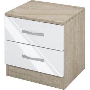 Bogdan Furniture I Нощно шкафче Mod 3055, Сонома арвен/Бял гланц