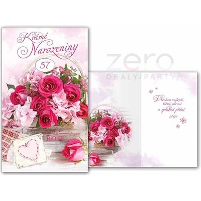 Přání s textem narozeninové otočné + obálka - kytice