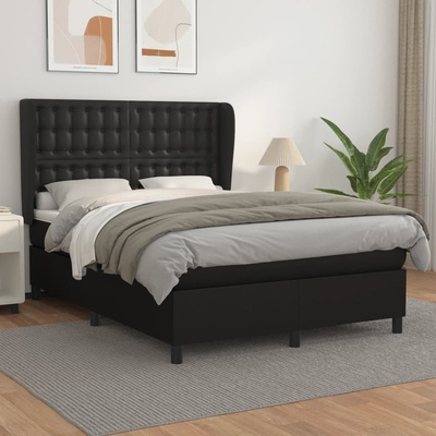 Petrashop 3129027 boxspring postel s matrací černá umělá kůže