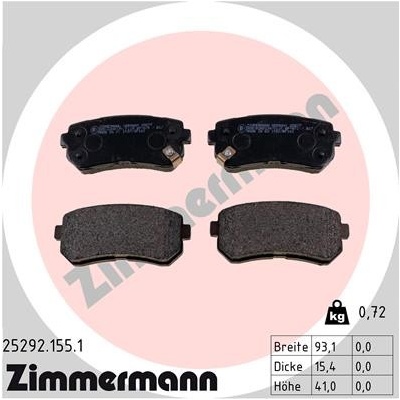 Sada brzdových destiček, kotoučová brzda ZIMMERMANN 25292.155.1