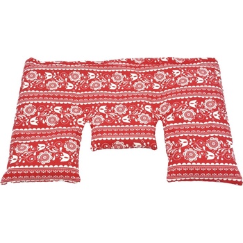 TORF Възглавница за врата с костилки от череши, червено-бял фолклорен дизайн, 40 x 25 см
