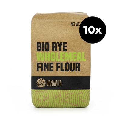 GymBeam VanaVita БИО пълнозърнесто ръжено брашно фино смляно 10 x 1000 g