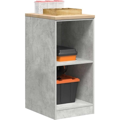 vidaXL Гаражен шкаф за съхранение, бетонно сив, 40x51x85 см, бор масив (860538)