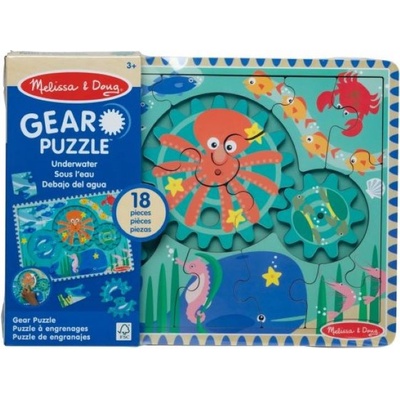 Melissa & Doug Дървен пъзел Melissa & Doug - Подводни съоръжения, 18 части (31003)